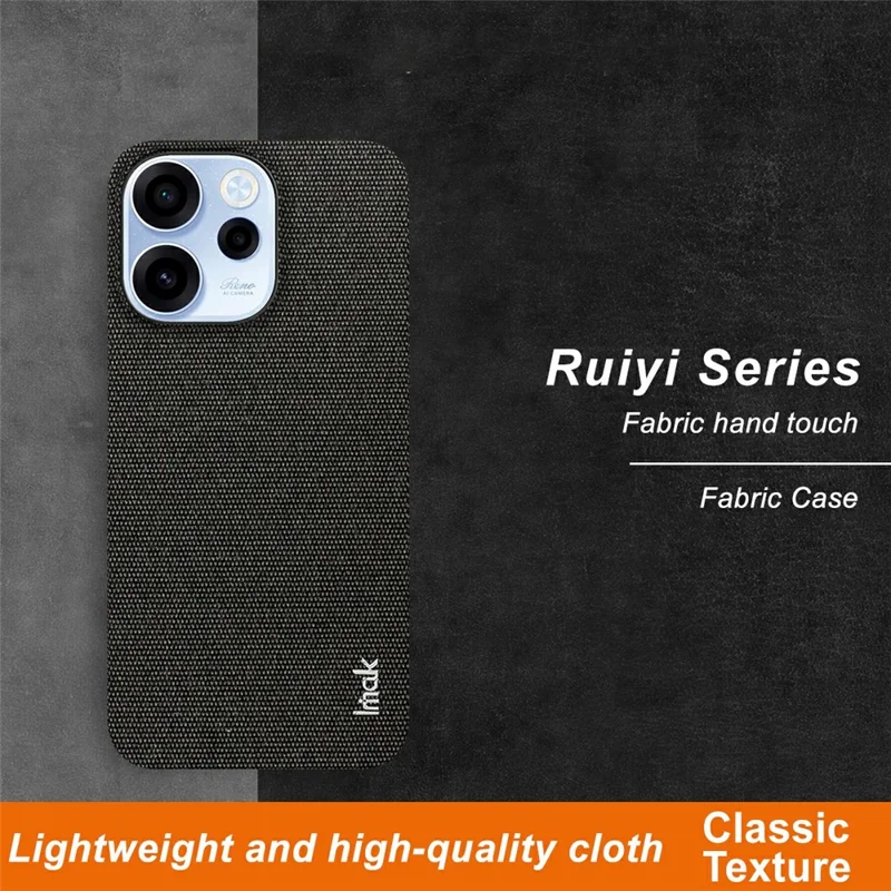 IMAK Ruiyi Series for Oppo Reno15 F 5G Case Fabric Texture Leather + PC Phone Back Cover - Black