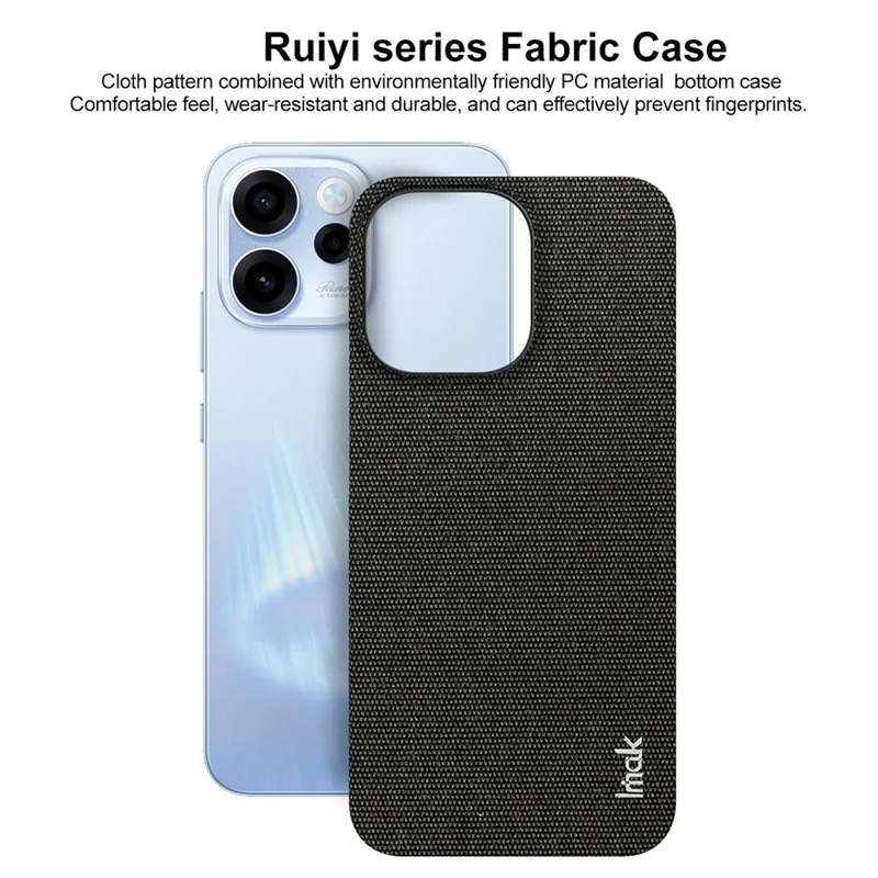 IMAK Ruiyi Series for Oppo Reno15 F 5G Case Fabric Texture Leather + PC Phone Back Cover - Black