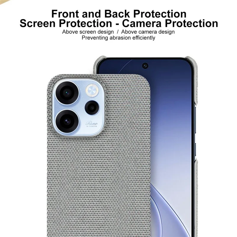 IMAK Ruiyi Series for Oppo Reno15 F 5G Case Fabric Texture Leather + PC Phone Back Cover - Black