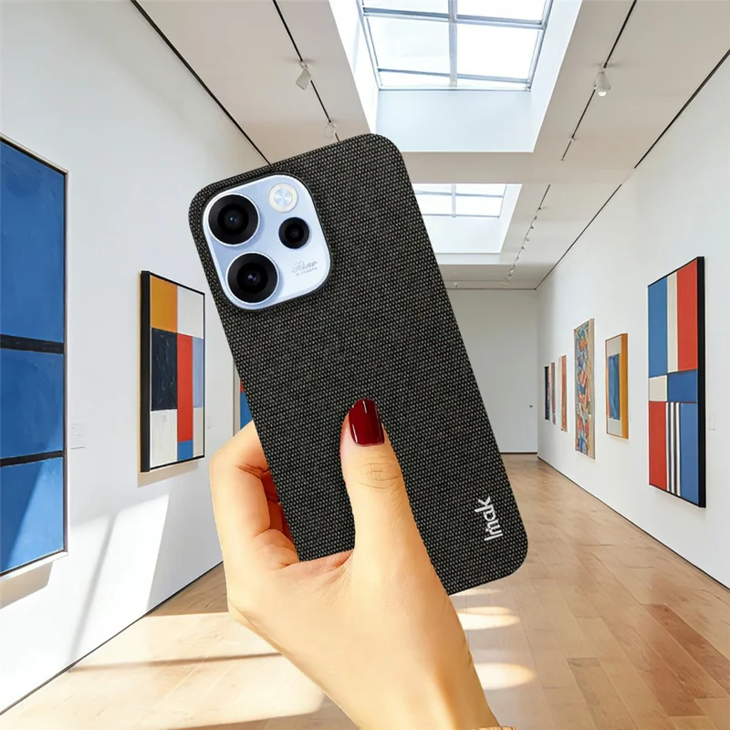 IMAK Ruiyi Series for Oppo Reno15 F 5G Case Fabric Texture Leather + PC Phone Back Cover - Black