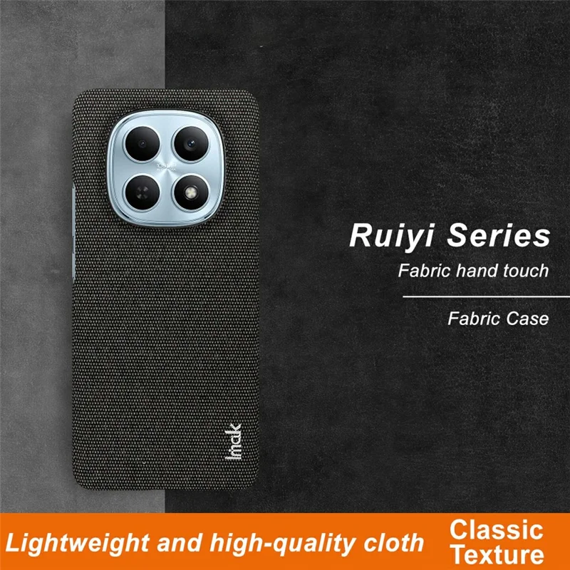 IMAK Ruiyi Series Phone Case for Xiaomi Poco M8 5G / Redmi Note 15 5G (Global) / 15 4G (Global) Fabric Texture Leather + PC Back Cover - Black