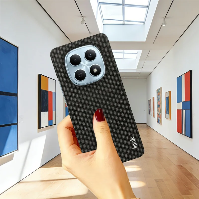 IMAK Ruiyi Series Phone Case for Xiaomi Poco M8 5G / Redmi Note 15 5G (Global) / 15 4G (Global) Fabric Texture Leather + PC Back Cover - Black