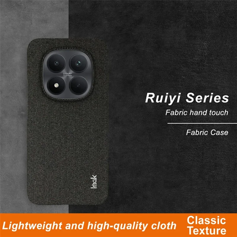 IMAK Ruiyi Series for Xiaomi Poco M8 Pro 5G / Redmi Note 15 Pro+ 5G (Global) Case Fabric Texture Leather + PC Phone Back Cover - Black