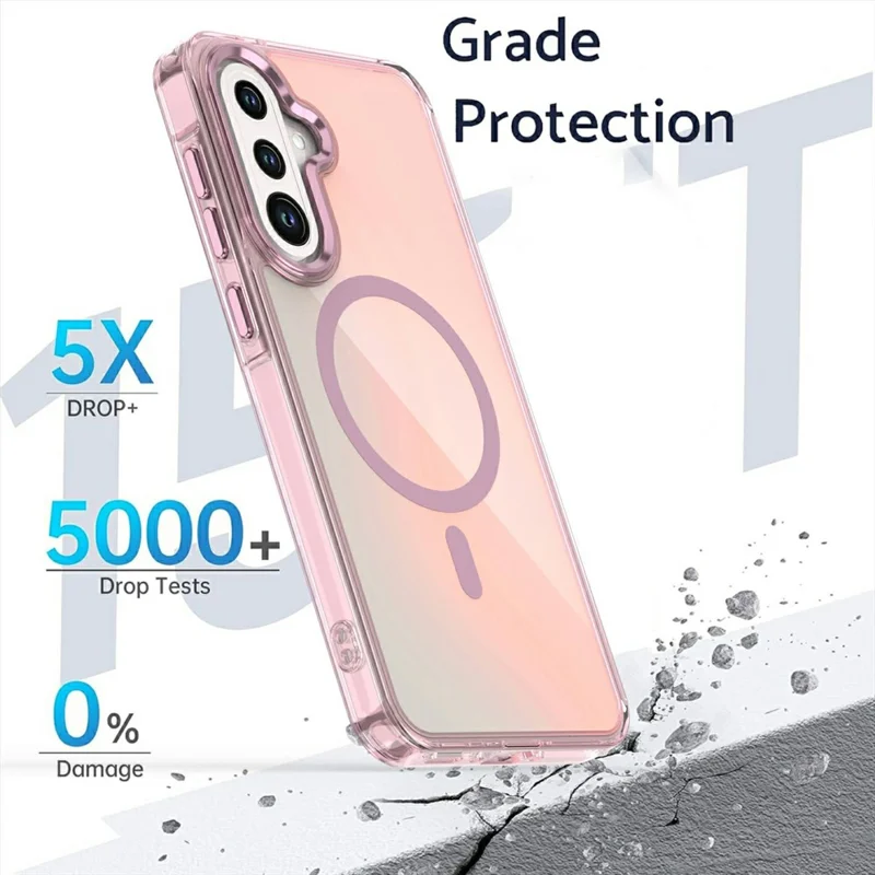 For Samsung Galaxy A57 5G Magnetic Case Cute Fluorescent Design TPU Phone Back Cover - Pink