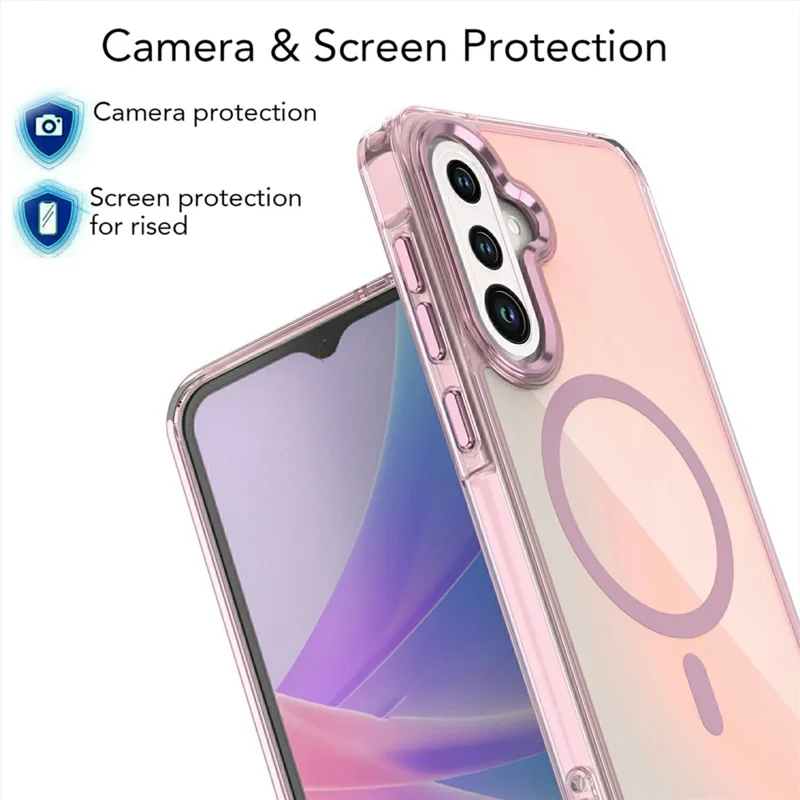For Samsung Galaxy A57 5G Magnetic Case Cute Fluorescent Design TPU Phone Back Cover - Pink