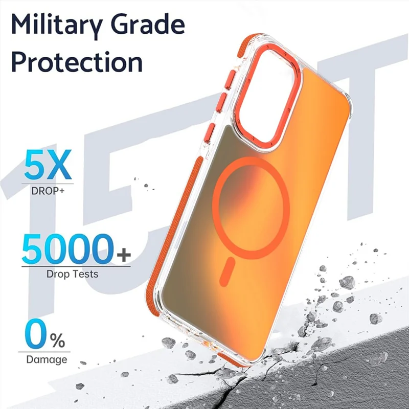 For Samsung Galaxy A37 5G Magnetic Case Cute Fluorescent Design TPU Acrylic Phone Back Cover - Orange