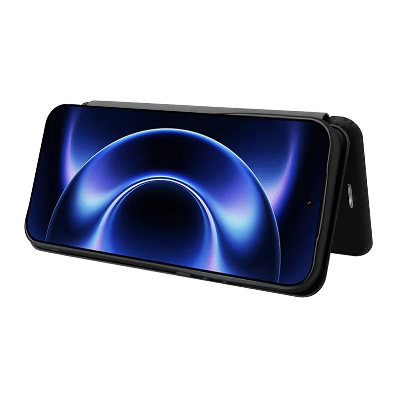Funda para Xiaomi 17 Ultra 5G con textura de fibra de carbono, resistente a caídas, cubierta de cuero PU - Negro
