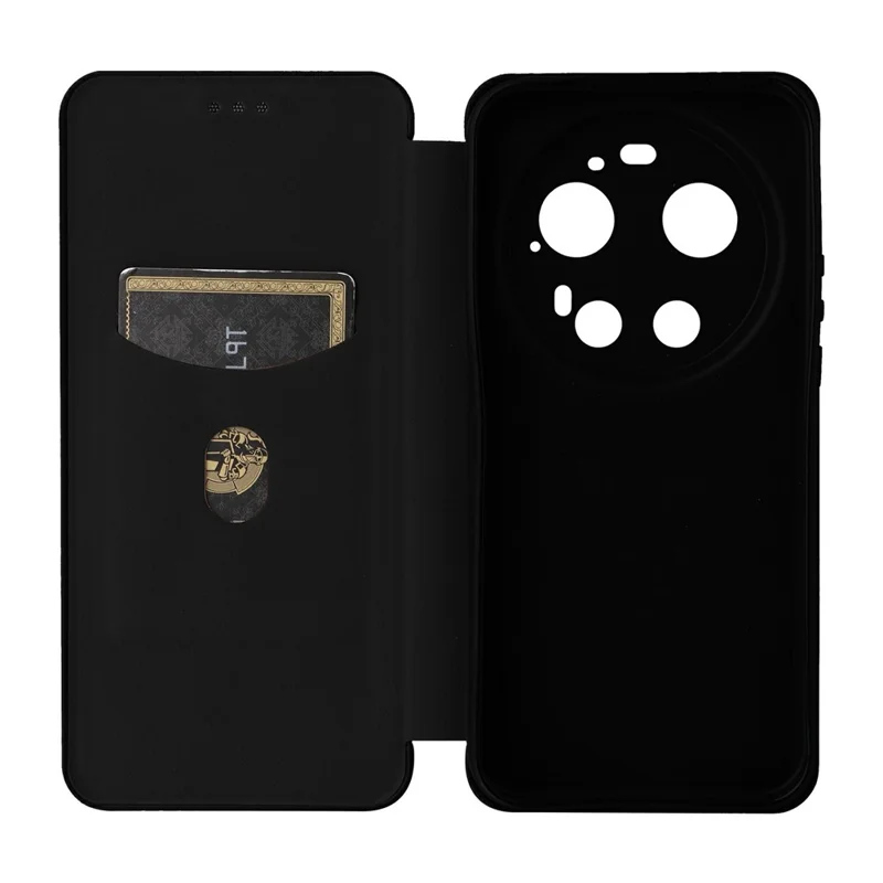 Funda para Xiaomi 17 Ultra 5G con textura de fibra de carbono, resistente a caídas, cubierta de cuero PU - Negro