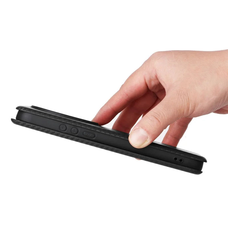 Funda para Xiaomi 17 Ultra 5G con textura de fibra de carbono, resistente a caídas, cubierta de cuero PU - Negro