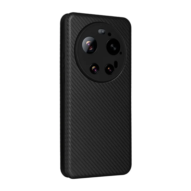 Funda para Xiaomi 17 Ultra 5G con textura de fibra de carbono, resistente a caídas, cubierta de cuero PU - Negro