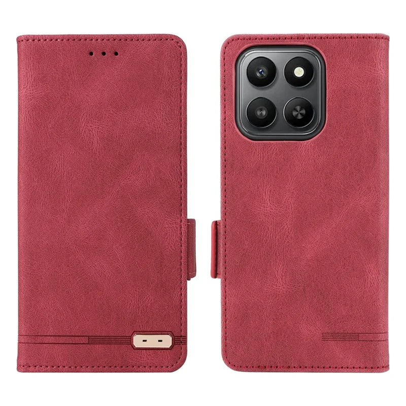 Coque pour Honor 400 Smart 4G, étui portefeuille en cuir avec fermeture à rabat et décoration métallique - Rose