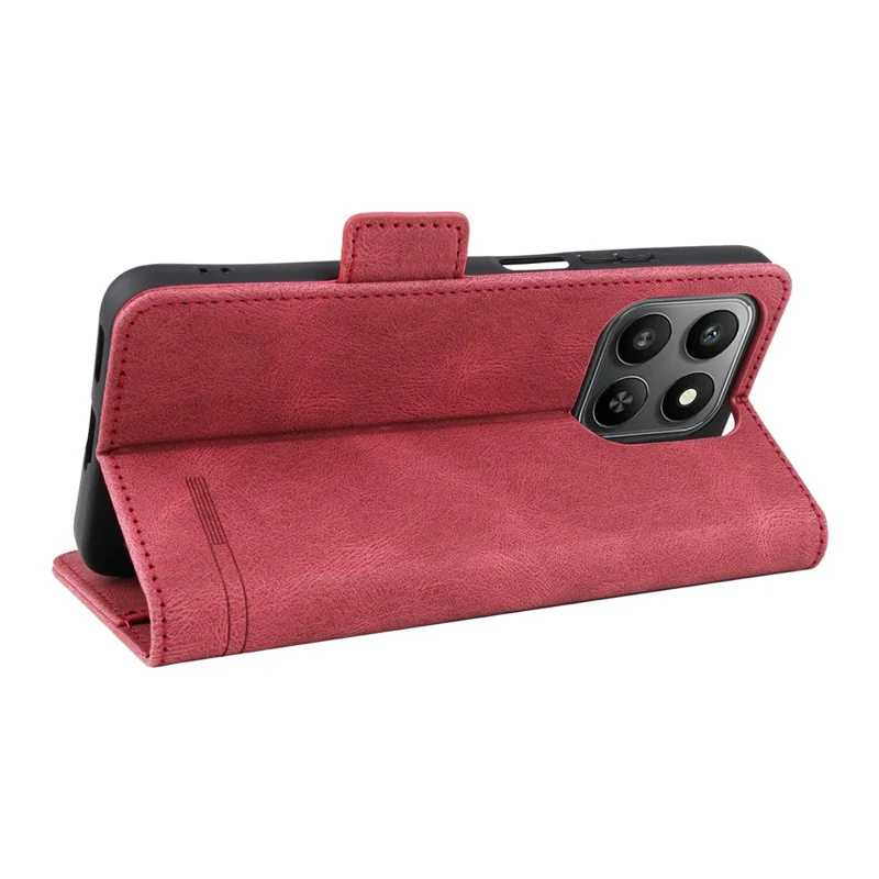 Coque pour Honor 400 Smart 4G, étui portefeuille en cuir avec fermeture à rabat et décoration métallique - Rose