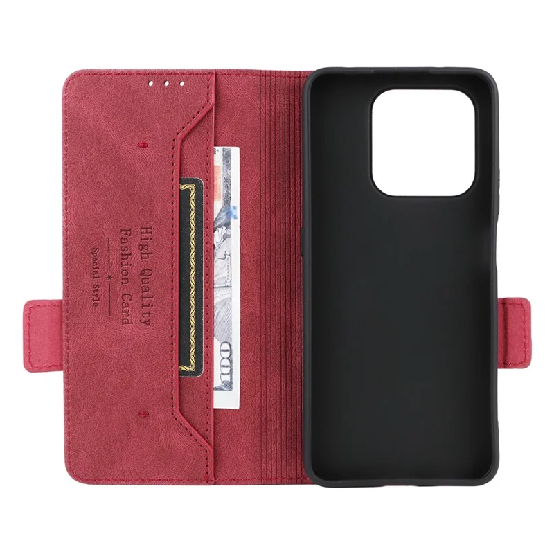 Coque pour Honor 400 Smart 4G, étui portefeuille en cuir avec fermeture à rabat et décoration métallique - Rose