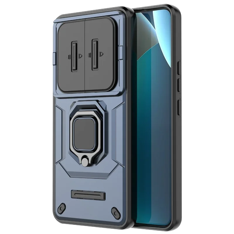 For Xiaomi Redmi Note 15 Pro 4G (Global) Case PC + TPU Kickstand Phone Protector with Lens Cover - Blue