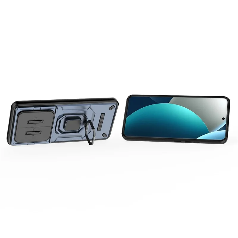 For Xiaomi Redmi Note 15 Pro 4G (Global) Case PC + TPU Kickstand Phone Protector with Lens Cover - Blue