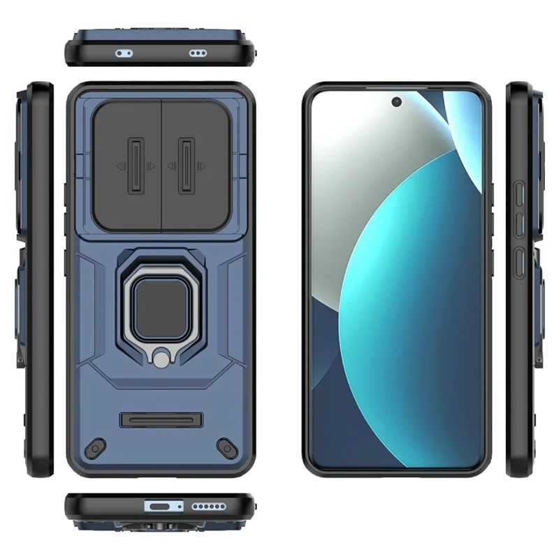 For Xiaomi Redmi Note 15 Pro 4G (Global) Case PC + TPU Kickstand Phone Protector with Lens Cover - Blue