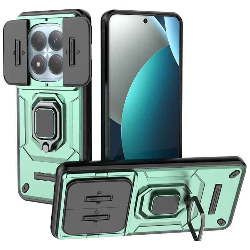 For Xiaomi Redmi Note 15 Pro 4G (Global) Case PC + TPU Kickstand Phone Protector with Lens Cover - Green