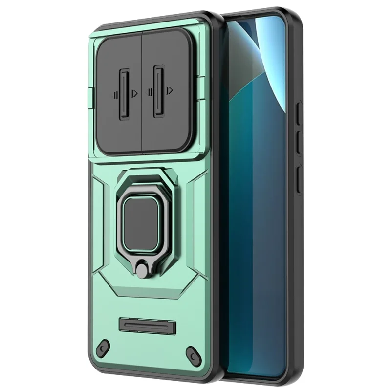 For Xiaomi Redmi Note 15 Pro 4G (Global) Case PC + TPU Kickstand Phone Protector with Lens Cover - Green