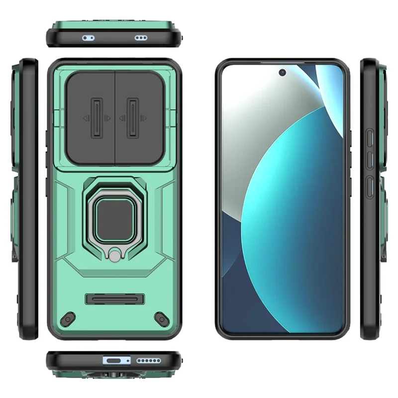 For Xiaomi Redmi Note 15 Pro 4G (Global) Case PC + TPU Kickstand Phone Protector with Lens Cover - Green