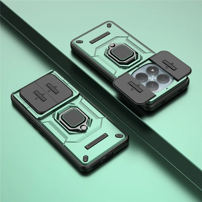 For Xiaomi Redmi Note 15 Pro 4G (Global) Case PC + TPU Kickstand Phone Protector with Lens Cover - Green