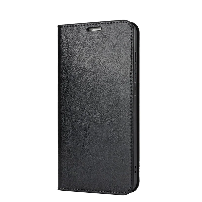 Für Samsung Galaxy S25 FE Hülle Crazy Horse Muster Spaltleder Brieftaschen-Handyhülle - Schwarz