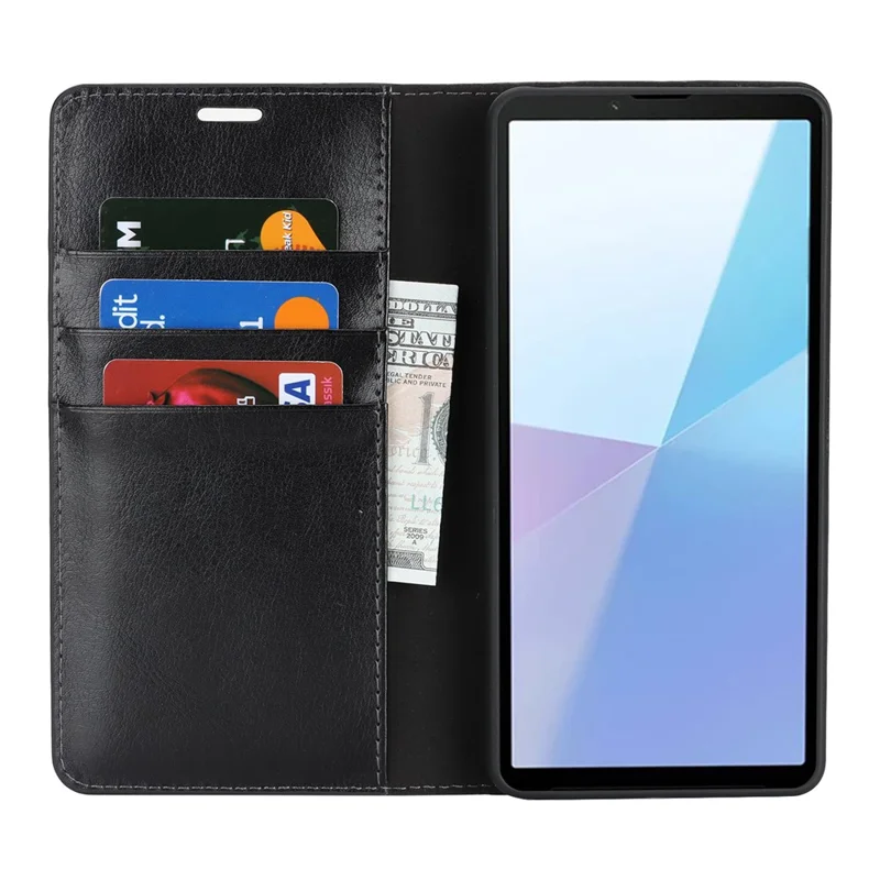For Sony Xperia 10 VII Case Crazy Horse Texture Split Leather Wallet Phone Cover - Black