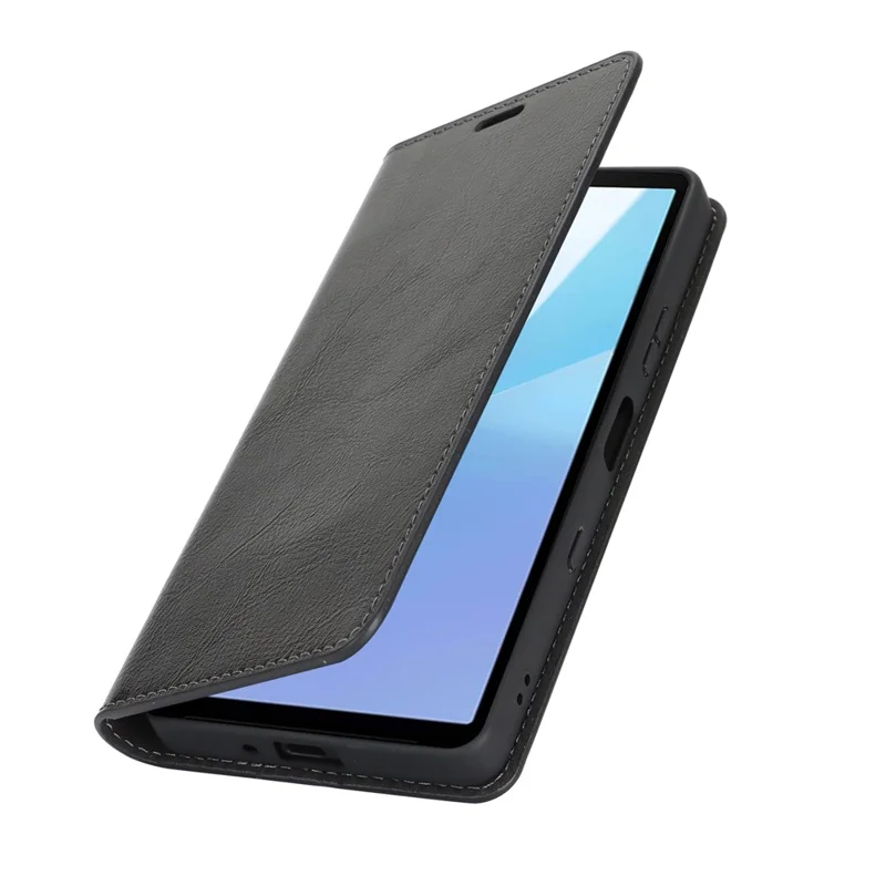 For Sony Xperia 10 VII Case Crazy Horse Texture Split Leather Wallet Phone Cover - Black