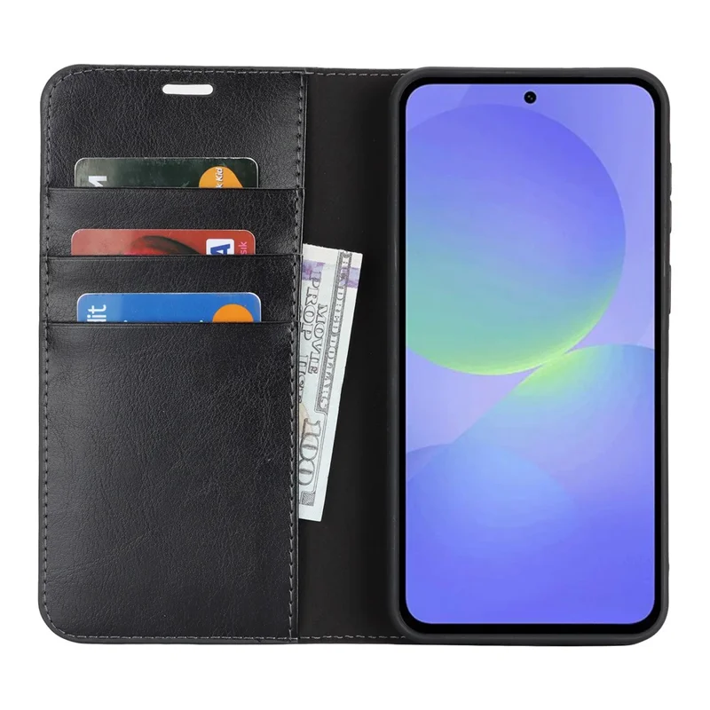 Чехол для Samsung Galaxy A37 5G, из искусственной кожи с текстурой лошади, черный, с отделением для карт