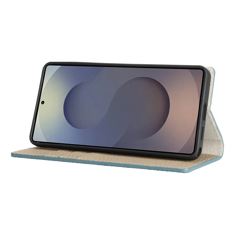 Étui portefeuille pour Samsung Galaxy S26 Ultra, housse en véritable cuir de vache avec texture de litchi - Bleu ciel