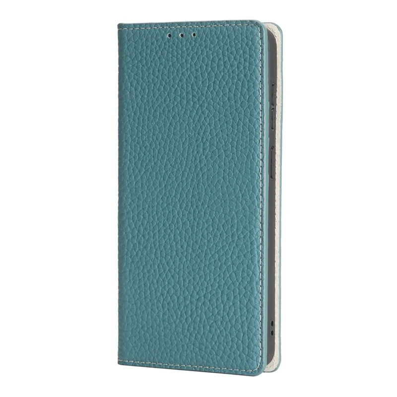 Étui portefeuille pour Samsung Galaxy S26 Ultra, housse en véritable cuir de vache avec texture de litchi - Bleu ciel