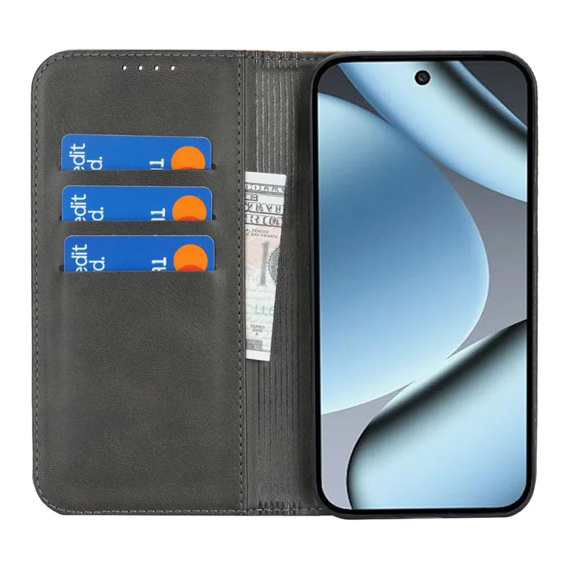 Phone Case For Google Pixel 10  /  10 Pro Calf Texture 3 Card Slots Color Splicing Leather Phone Cover - Black+Yellow