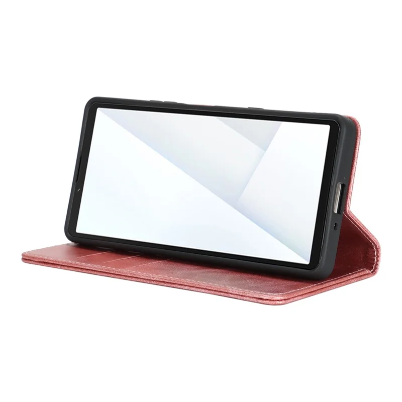 For Sony Xperia 10 VII Case PU Leather Calf Textured Magnetic Closing Smart Phone Cover - Rose Gold