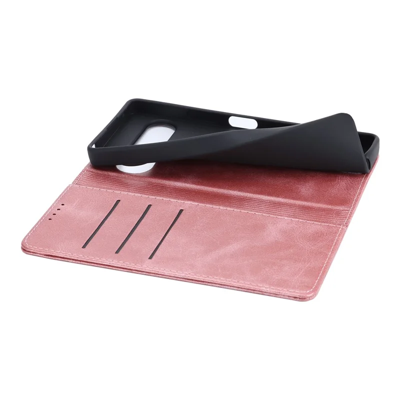 For Sony Xperia 10 VII Case PU Leather Calf Textured Magnetic Closing Smart Phone Cover - Rose Gold