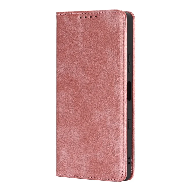 For Sony Xperia 10 VII Case PU Leather Calf Textured Magnetic Closing Smart Phone Cover - Rose Gold
