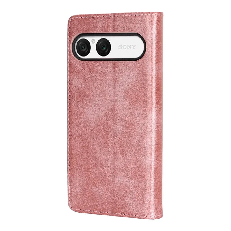 For Sony Xperia 10 VII Case PU Leather Calf Textured Magnetic Closing Smart Phone Cover - Rose Gold