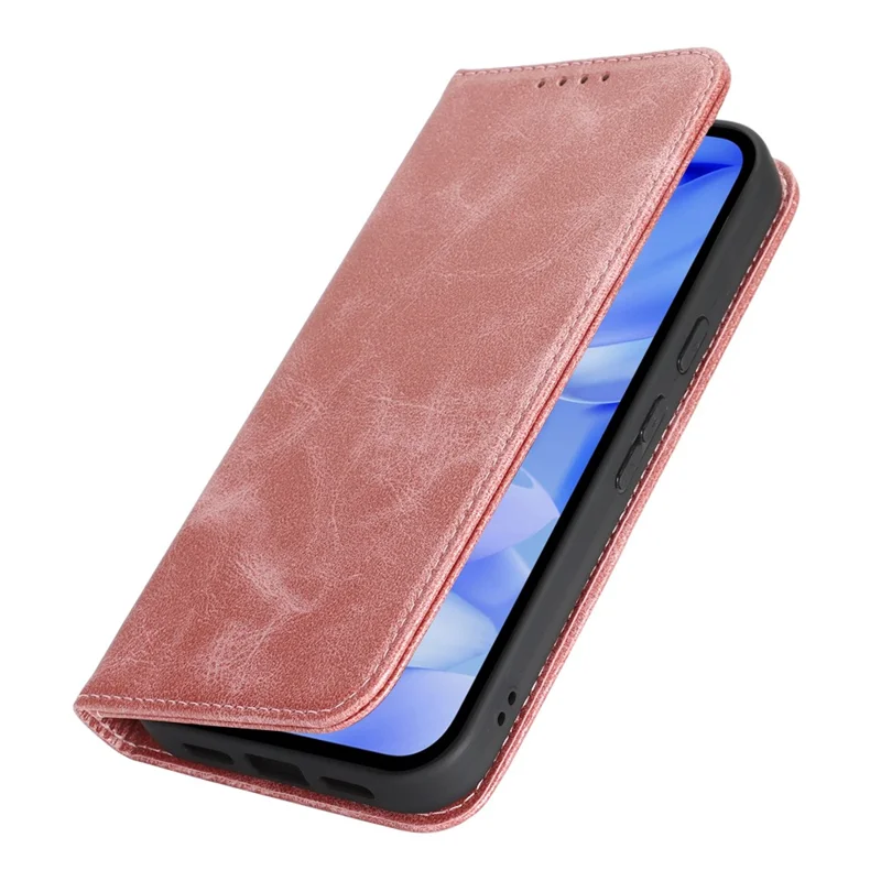 For Google Pixel 10a Case PU Leather Calf Textured Magnetic Closing Smart Phone Cover - Rose Gold