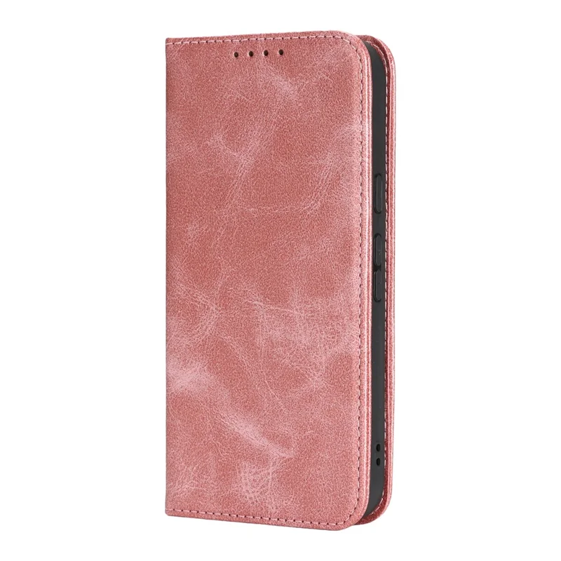 For Google Pixel 10a Case PU Leather Calf Textured Magnetic Closing Smart Phone Cover - Rose Gold
