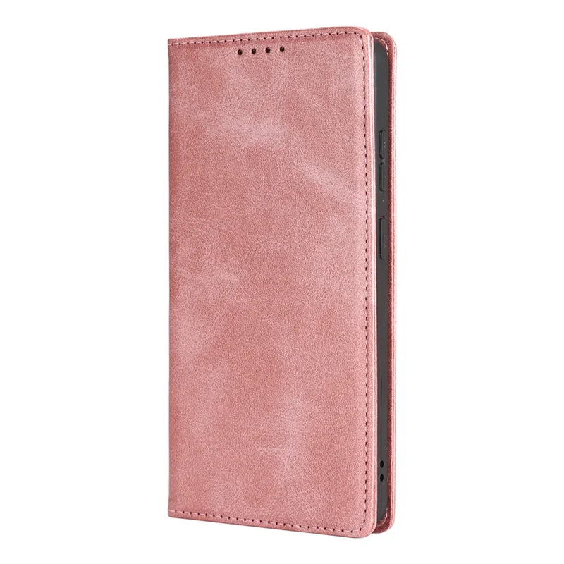 For Samsung Galaxy S26 Ultra Case PU Leather Calf Textured Magnetic Closing Smart Phone Cover - Rose Gold