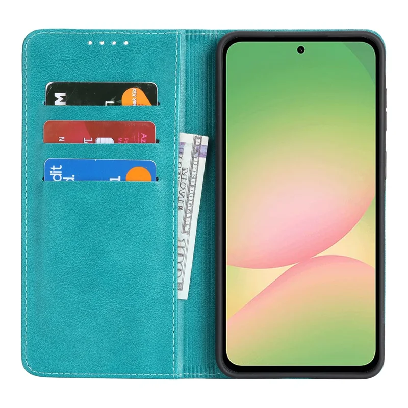 For Samsung Galaxy A57 5G Case PU Leather Calf Textured Magnetic Closing Smart Phone Cover - Sky Blue