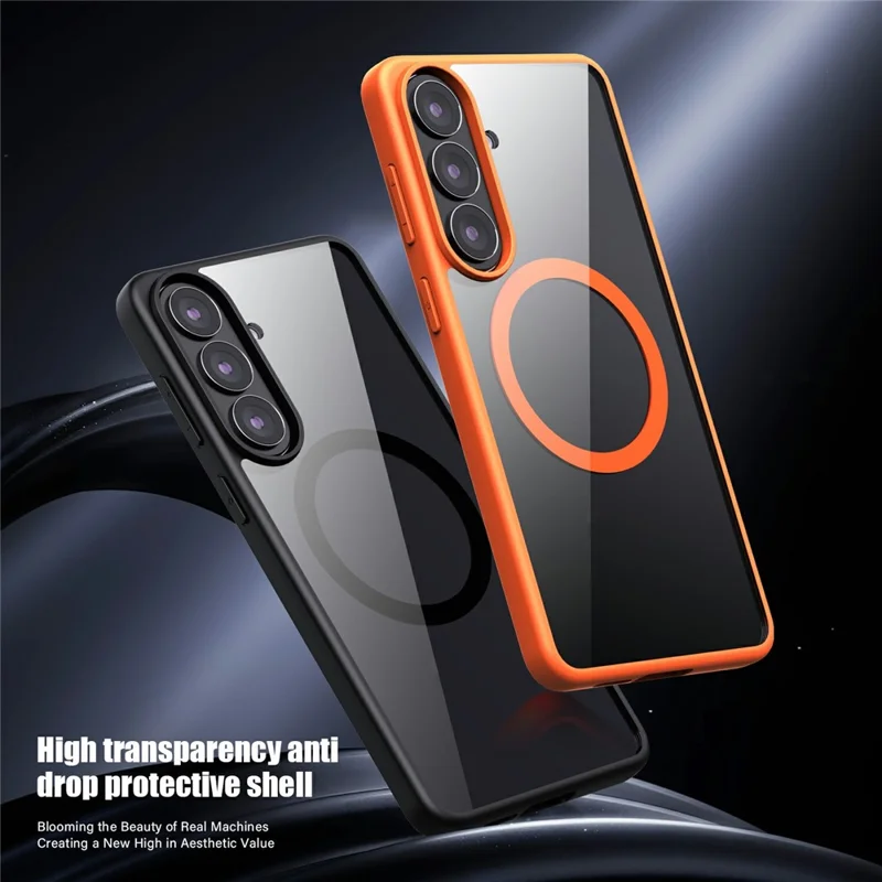 For Samsung Galaxy S26 Magnetic Case Hard PC + Soft TPU Shockproof Phone Cover - Black