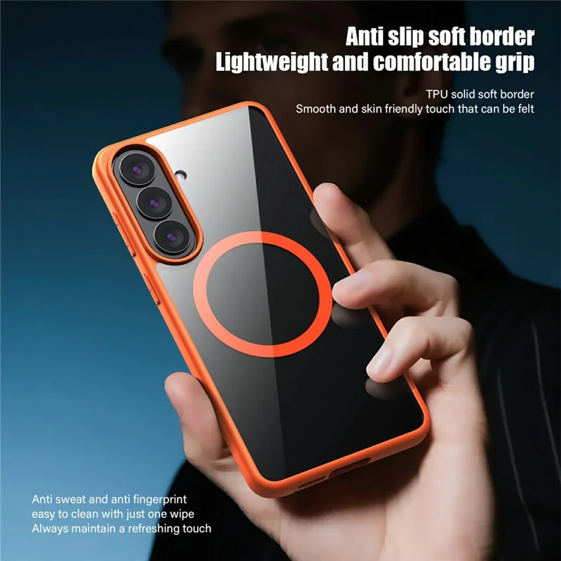 For Samsung Galaxy S26 Magnetic Case Hard PC + Soft TPU Shockproof Phone Cover - Black