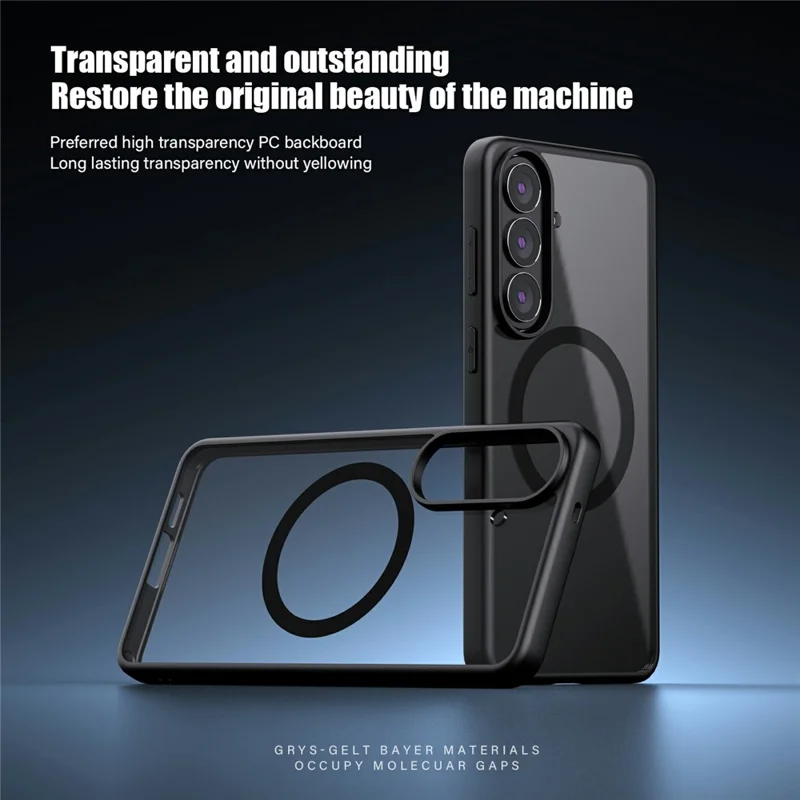 For Samsung Galaxy S26 Magnetic Case Hard PC + Soft TPU Shockproof Phone Cover - Black