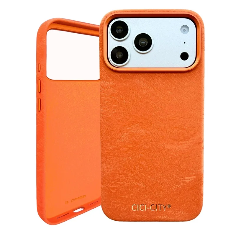 CICI-CITY For iPhone 17 Pro Magnetic Phone Case Velvet Texture IMD PC PU Back Cover - Orange