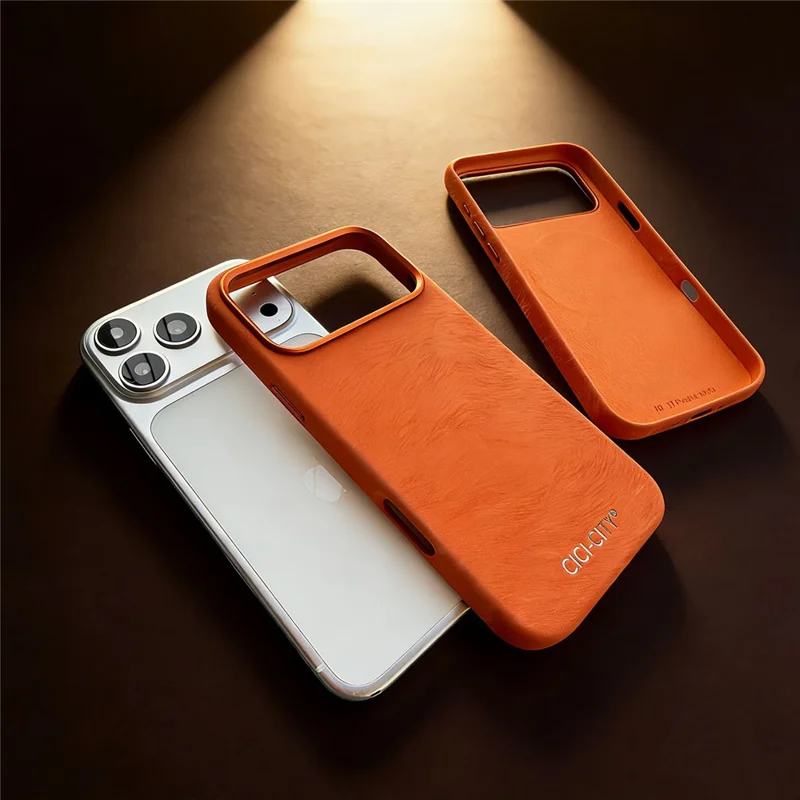 CICI-CITY For iPhone 17 Pro Magnetic Phone Case Velvet Texture IMD PC PU Back Cover - Orange