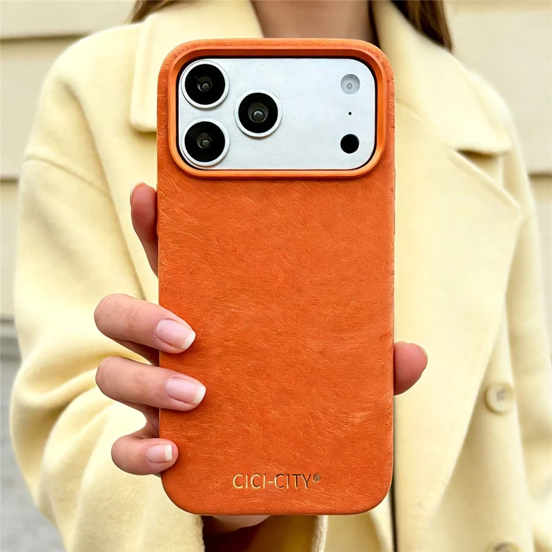 CICI-CITY For iPhone 17 Pro Magnetic Phone Case Velvet Texture IMD PC PU Back Cover - Orange