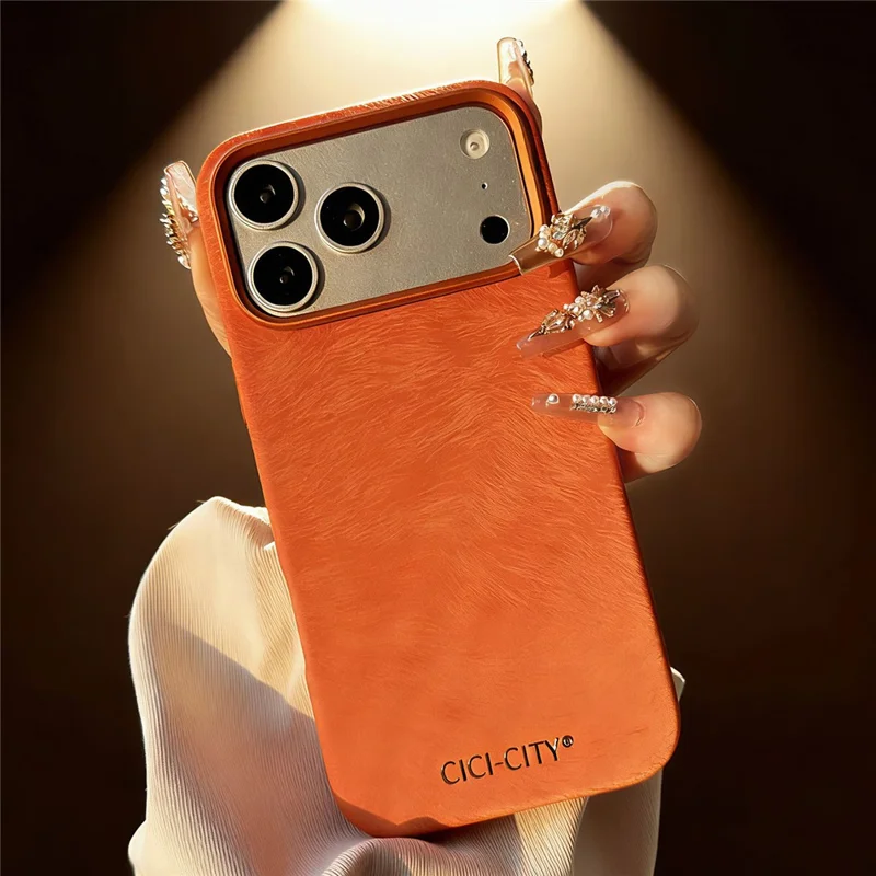CICI-CITY For iPhone 17 Pro Magnetic Phone Case Velvet Texture IMD PC PU Back Cover - Orange
