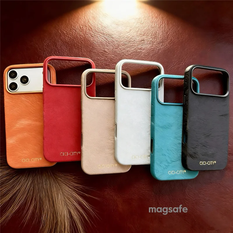 CICI-CITY For iPhone 17 Pro Magnetic Phone Case Velvet Texture IMD PC PU Back Cover - Orange