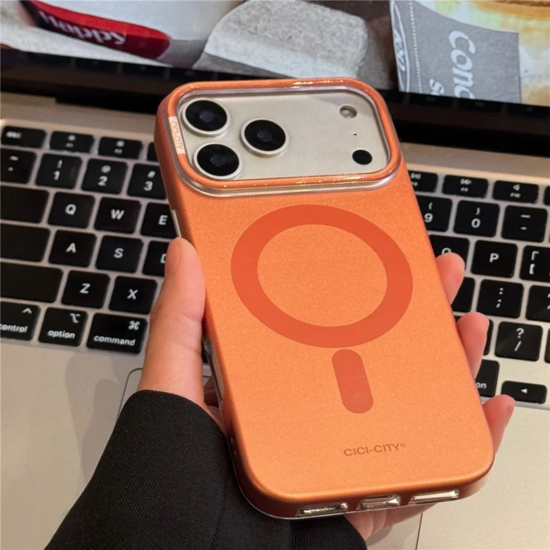 CICI-CITY For iPhone 17 Pro Max Magnetic Phone Case with Detachable Metal Camera Frame PC Hard Cover - Orange