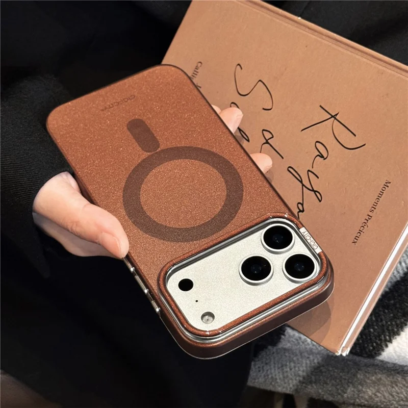 CICI-CITY For iPhone 17 Pro Max Magnetic Phone Case with Detachable Metal Camera Frame PC Hard Cover - Coffee