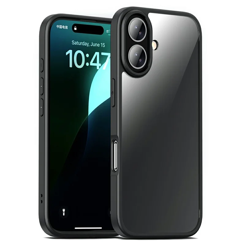 Bulk Purchasing For iPhone 16 Case Hard PC + Soft TPU Shockproof Phone Back Cover - Black